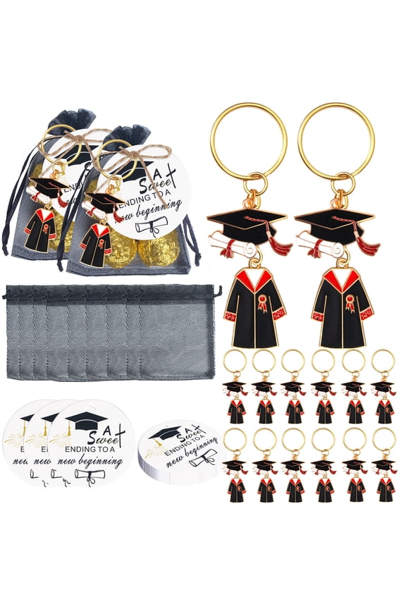20Pcs Graduation Gifts Keychain Class of 2026 Include Acrylic Tassel Grad Cap Key Ring Charm Inspirational Board Organza Bag for College Party Favor Keepsake Souvenir,Class of 2026 Graduation Gifts