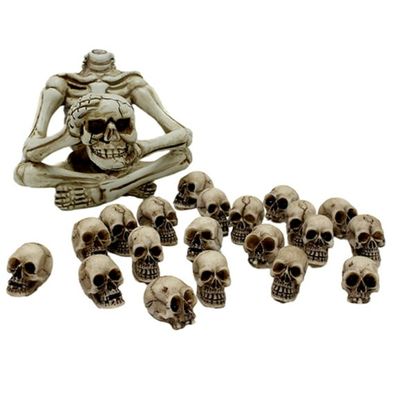 20Pcs Halloween Skull Decor Resin Mini Skulls Human Skeleton Skull Head for Halloween Props Craft Bar Home Table Decoration Garden Accessories