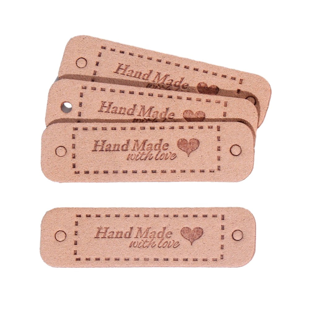 20pcs Handmade Faux Leather Labels Tags Sewing Crocheting Knitted