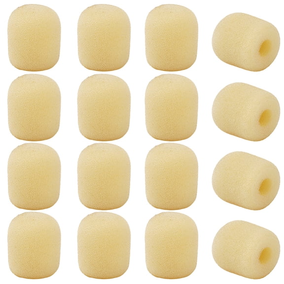 20Pcs Headset Mic Covers Foam Microphone Wind Cover Small Mini Sponge White Oval Soft Foam Mike Windscreen Lapel Shield Protective Sleeves