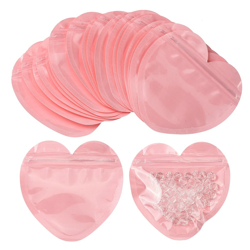 20Pcs Heart Shaped Plastic Packaging Yin-yang Zip Lock Bags Top Self ...