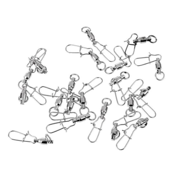 20Pcs High-strength Fishing Ball Bearing Swivel Coastlock Snap Swivels - Silvery, 2#