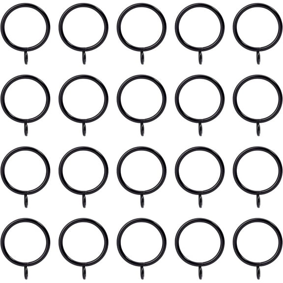 20Pcs Iron Curtain Rings with Eyelet for Curtain Panels, 1.5 Inch Drapery Rings Apply for Curtain Rod, Electrophoresis Black