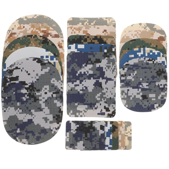 20pcs Camouflage Iron-On Patches for Clothes Repair, Jackets, Jeans, Hats, Canvas Bags, Appliques Decorations