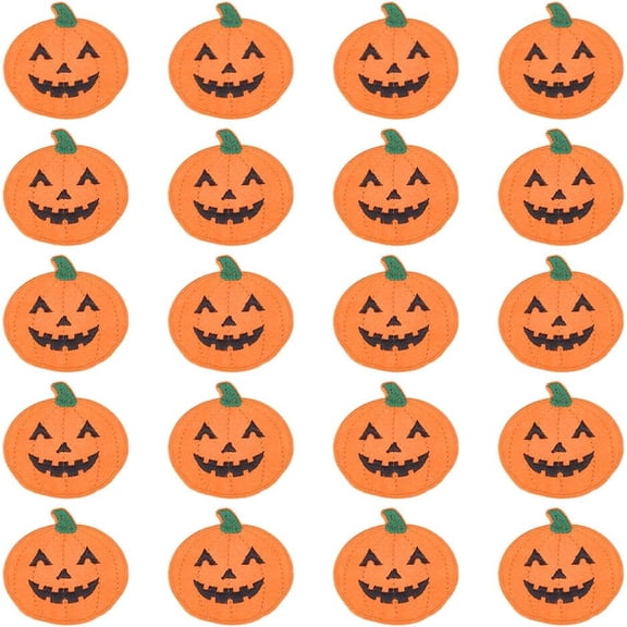 20Pcs Iron on Patches Cute Pumpkin Sew on Repair Embroidered Applique Glitter DIY Crafts Decorative Gifts Jack O Lantern Pumpkin Patches