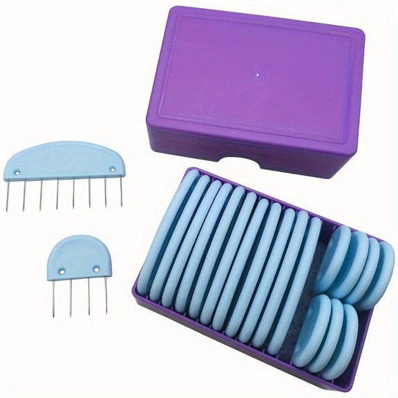 20Pcs Knit Blockers Pins Kit, Blue Knit Blocking Combs Kit for Blocking Knitting Mats Crochet Projects Lace Needlework Sewing Tool Device