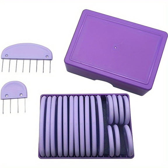 20Pcs Knit Blockers Pins Kit, Purple Knit Blocking Combs Kit for Blocking Knitting Mats Crochet Projects Lace Needlework Sewing Tool Device
