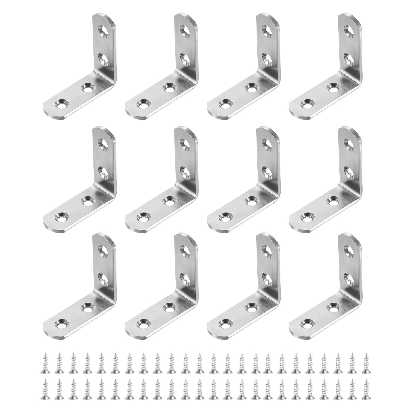20Pcs L-Shaped Brackets Corner Brace, 1.97"x1.97"x0.79" Corner Bracket Shelf Bracket Right Angle Brackets for Wood Shelves Furniture (50x50x20mm, Silver)