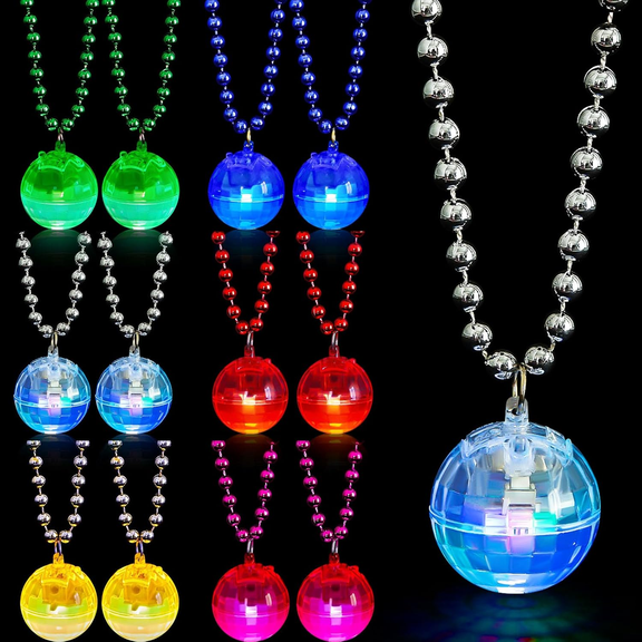 20Pcs LED Disco Ball Necklaces Light up Necklaces 70s Party Decorations Accessories Women Disco Ball Costume Party Favors