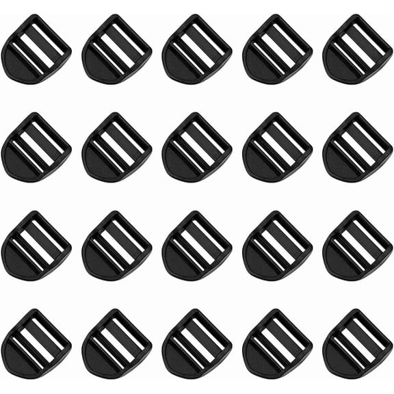 20Pcs Ladder Lock Slider 1.5x1Inch Black Ladder Slider Buckle Quick Side Release Adjustable Plastic Buckles Webbing Strap Release Buckle Package Accessories for Backpack Strap Replacement