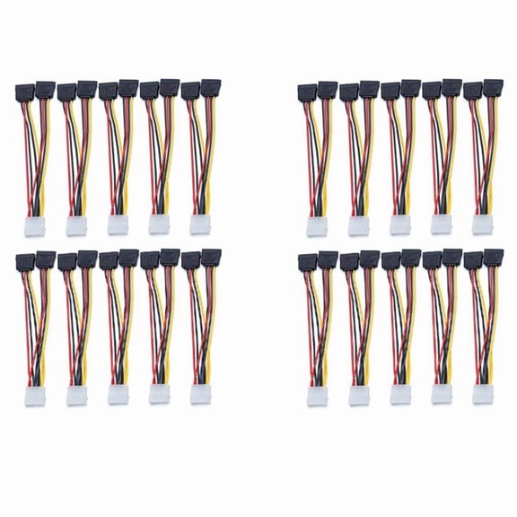 20Pcs Laptop Adapter 4Pin IDE  to 2 Serial  SATA Y Splitter Hard Drive Power Supply Cable Computer Cable