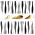thumbnail image 1 of 20Pcs Large Conical Cream Horn Molds, Non-stick Cream Horn Molds Stainless Steel, 5 inch Large Size Cannoli Tubes Kit Pack of Baking Cones Pastry Roll Horn Croissant Mold With brush, 1 of 7