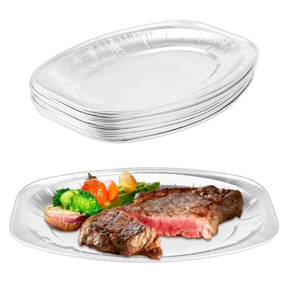 20Pcs Large Serving Catering Trays Aluminium Foil Party Platters Oval Shape Thickened Robust for Party Barbecue Use