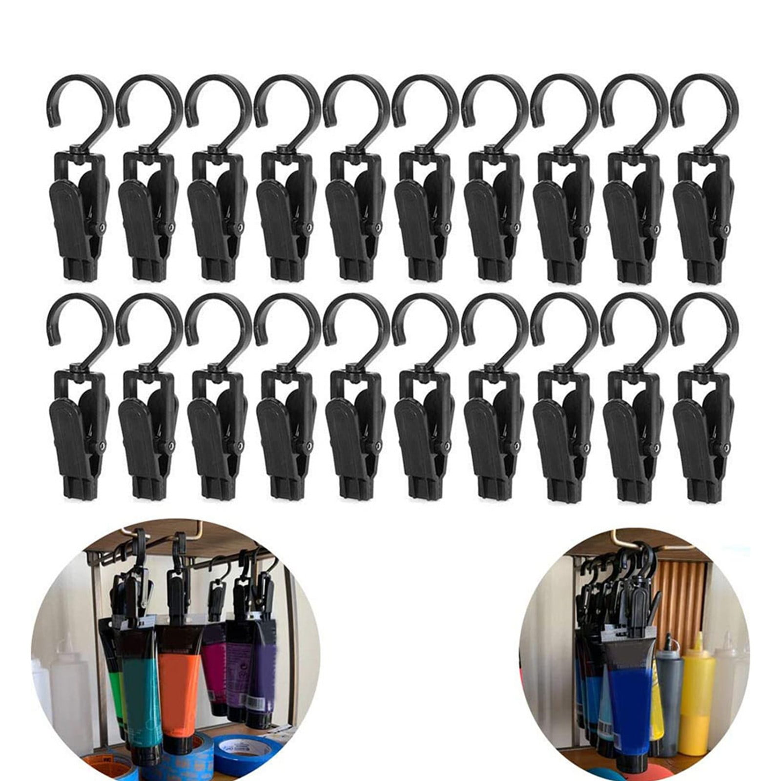 20Pcs Laundry Hooks Clip Strong Swivel Hanging Curtain Clips Clothes