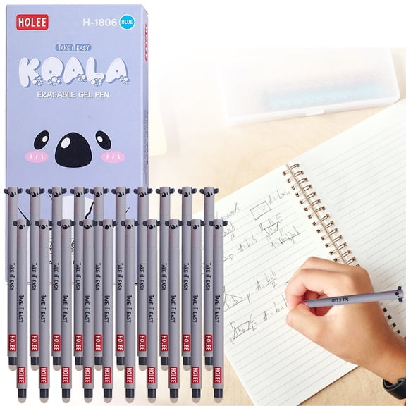 20Pcs Legami Cute Animal Themed Erasable Gel Pens, 0.7mm Fine Tip Thermosensitive Friction Ink Refillable Pens, Soft Touch Cartoon Penguin Panda Giraffe Lion Hippo Stationery Gift for Students Office