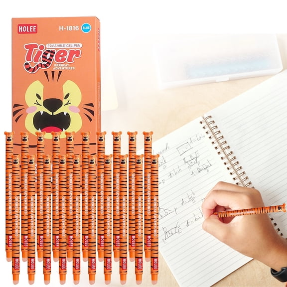 20Pcs Legami Cute Animal Themed Erasable Gel Pens, 0.7mm Fine Tip Thermosensitive Friction Ink Refillable Pens, Soft Touch Cartoon Penguin Panda Giraffe Lion Hippo Stationery Gift for Students Office