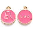 thumbnail image 1 of 20Pcs Leo Charms Alloy Enamel Pendants Flat Round with 12 Constellation Jewelry Findings for Necklace Bracelet Jewelry Making Light Gold Cerise 15x12x2mm Hole: 1.5mm for DIY, 1 of 3