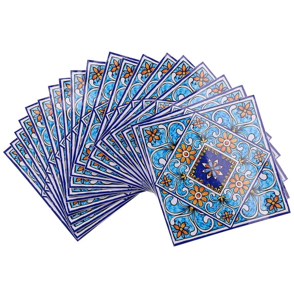 20Pcs/Lot 3D Europe Style Tile Wall Sticker Kitchen Bathroom Toilet Tiles Waist Line Art Mural Floor Diagonal Wall Decals,20*Diagonal Wall Sticker,blue