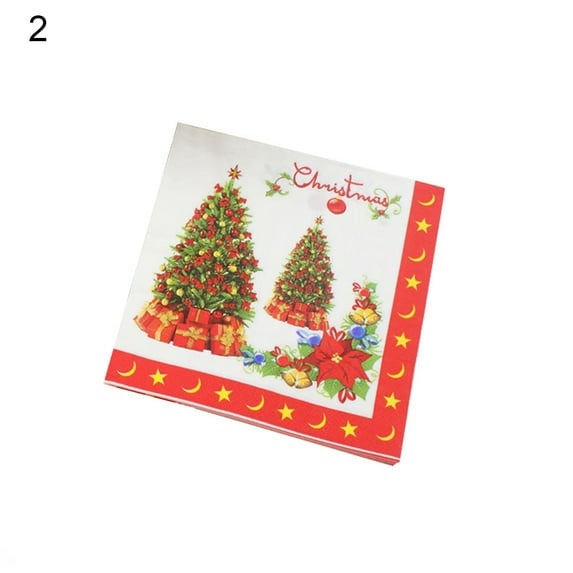20Pcs/Lot Facial Tissue Delicate Skin-Friendly Paper Soft Christmas Tree Wreath Printed Napkins for Party