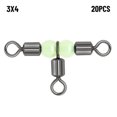 20Pcs Luminous Brass Barrel 3 Way Swivels Bearing Connectors with Solid