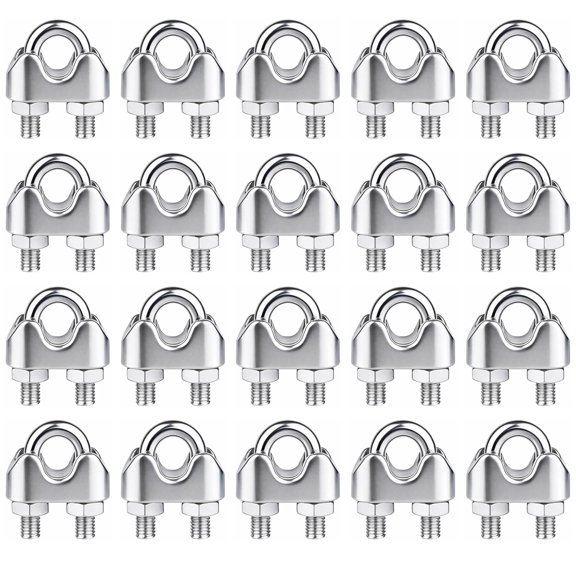 20Pcs M10 Stainless Steel Wire Rope Cable Clamp, Chain & Rope Fitting, for Tent Ropes and Wire Ropes