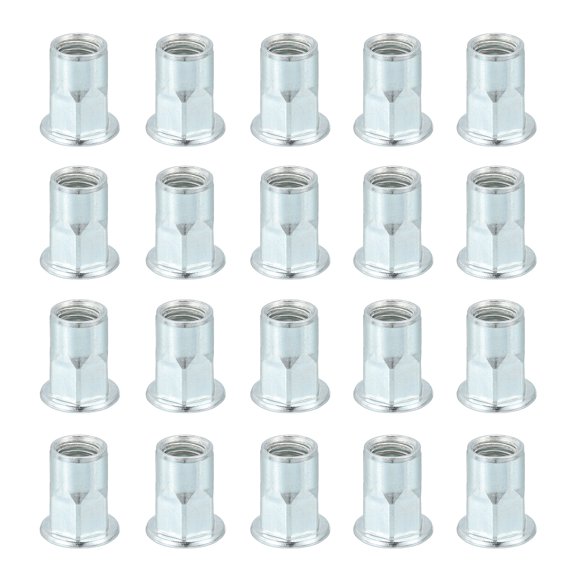 20Pcs M10 x 21mm Rivet Nut Thread Half Hexagonal Carbon Steel White Zinc-Plate
