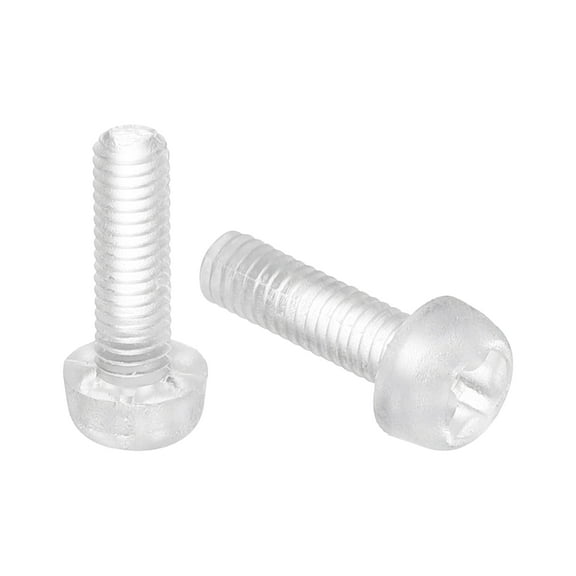 20Pcs M3x10mm Threaded Nylon Phillips Cross Pan Head Machine Screws Bolts Clear