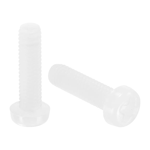 20Pcs M4x15mm Threaded Nylon Phillips Cross Pan Head Machine Screws Bolts White