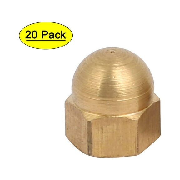 20Pcs M5 Female Thread Nut DIN1587 Dome Cap Head Hex Brass Tone