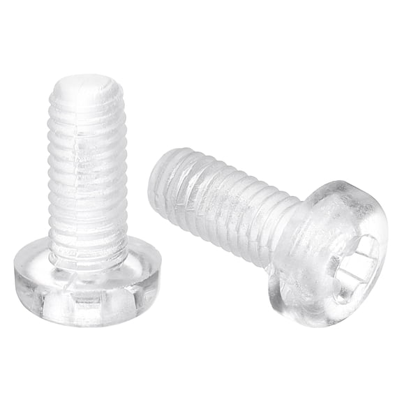 20Pcs M5x12mm Threaded Nylon Phillips Cross Pan Head Machine Screws Bolts Clear