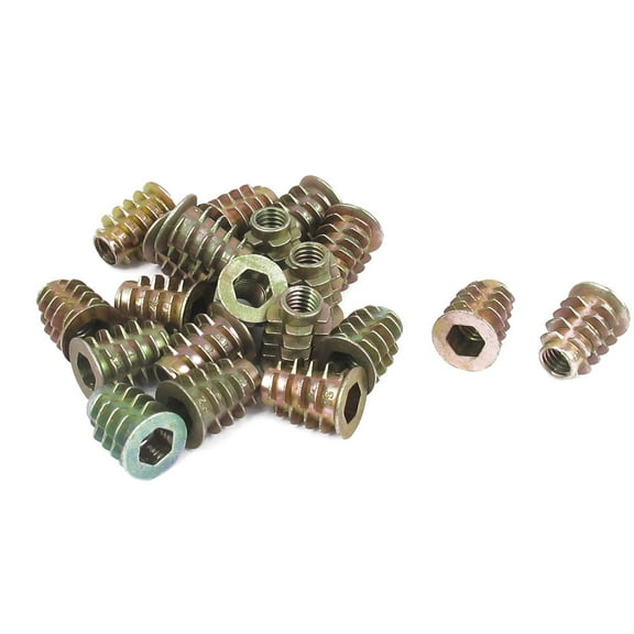 20Pcs M6x15mm Zinc Plated Hex Socket Screw in Thread Insert Nut for Wood