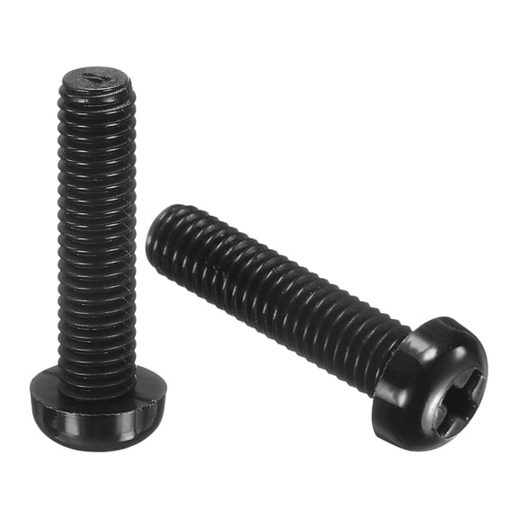 20Pcs M6x25mm Threaded Nylon Phillips Cross Pan Head Machine Screws Bolts Black