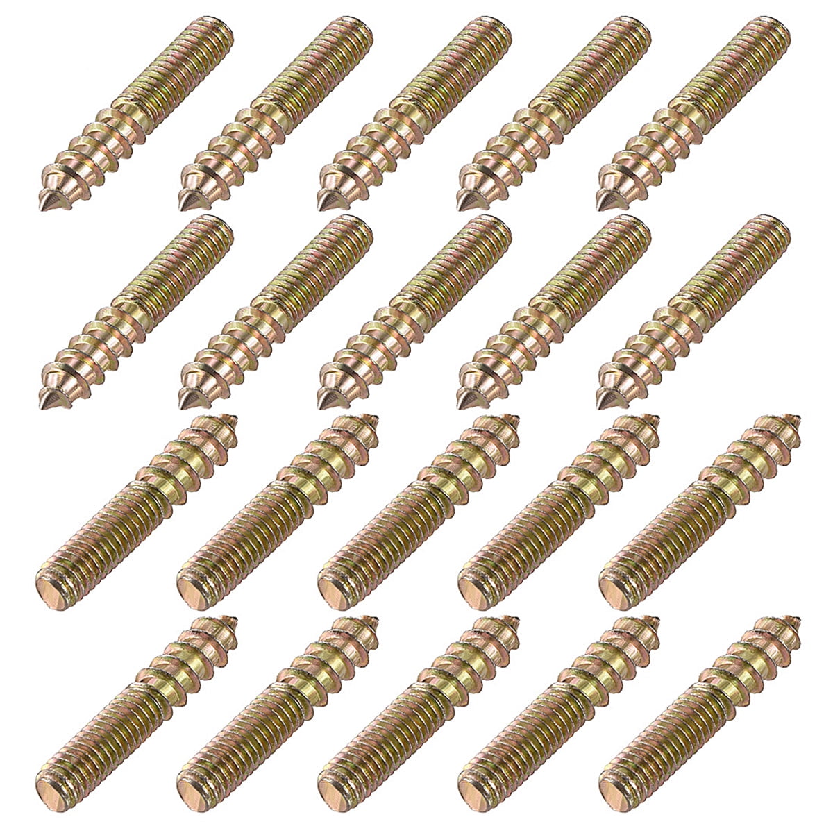 20Pcs 5x30mm Dowel Screws - Zinc Plated Iron Double Ended Thread Screws For Woodworking