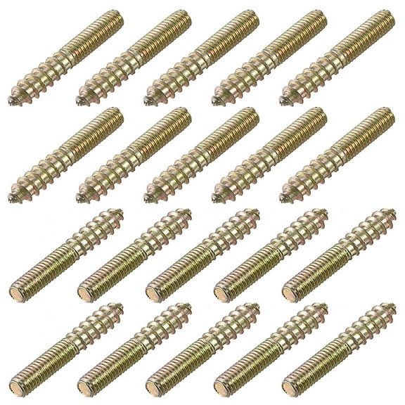 20Pcs M6x40mm Hanger Bolt Double Headed Bolt Self-Tapping Screw