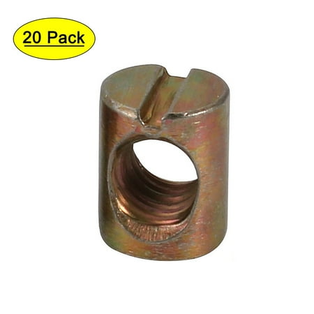 20Pcs M8 Thread 15mm Height Zinc Plated Iron Slotted Drive Cross Dowel Nuts