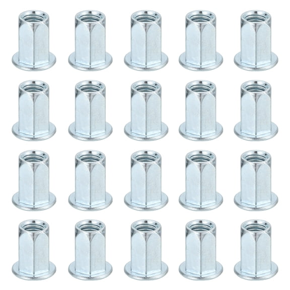 20Pcs M8 x 18mm Rivet Nut Thread Hexagonal Carbon Steel Nuts White Zinc-Plate