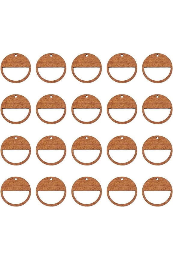 20Pcs Macrame Earring Blanks Wood Earring Findings Walnut Wood Pendants Unfinished Semi Circle Earrings Round Wooden Jewelry Supplies