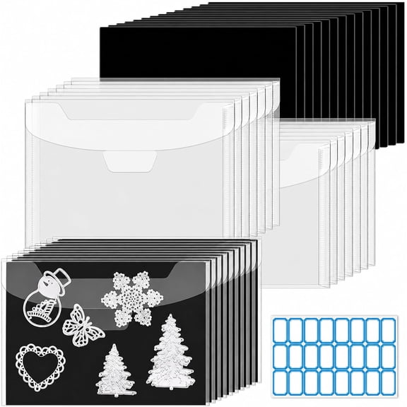 20Pcs Magnetic Stamp Storage Set with Clear Envelopes, Magnetic Sheets and Labels for Die Cut Storage, Craft Supplies Organizer