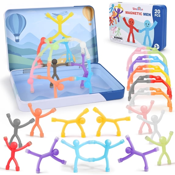 20Pcs Magnetic Travel Toys for Kids – Portable Fidget Magnets with Metal Box, Car Airplane Road Trip Essential Activity, Classroom Rewards Birthday Stocking Stuffers Gift