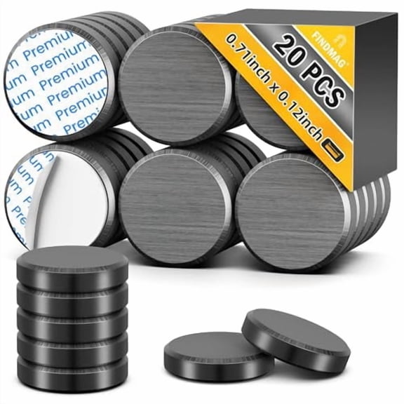 20Pcs Magnets for Crafts with Adhesive Backing, Round Ferrite Craft Magnet with Adhesive Backing, Flat Ceramic Circle Magnets for STEM Classroom Experiments, Science Kits - 0.71" D X 0.12" H