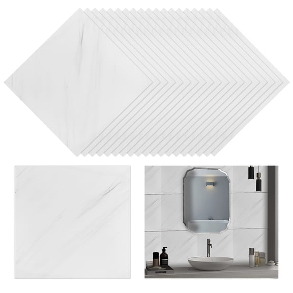 20Pcs Marble Peel and Stick Waterproof Wall Panels 12x12 Inch White PVC Wall Panels