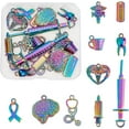 thumbnail image 1 of 20Pcs Medical Nurse Charms Rainbow Hospital Syringe Stethoscope Blessed Echometer Silk Ribbon Cerebrum Alloy Metal Pendants Beads for DIY Necklace Bangles Bracelets Earrings Jewelry Making, 1 of 6