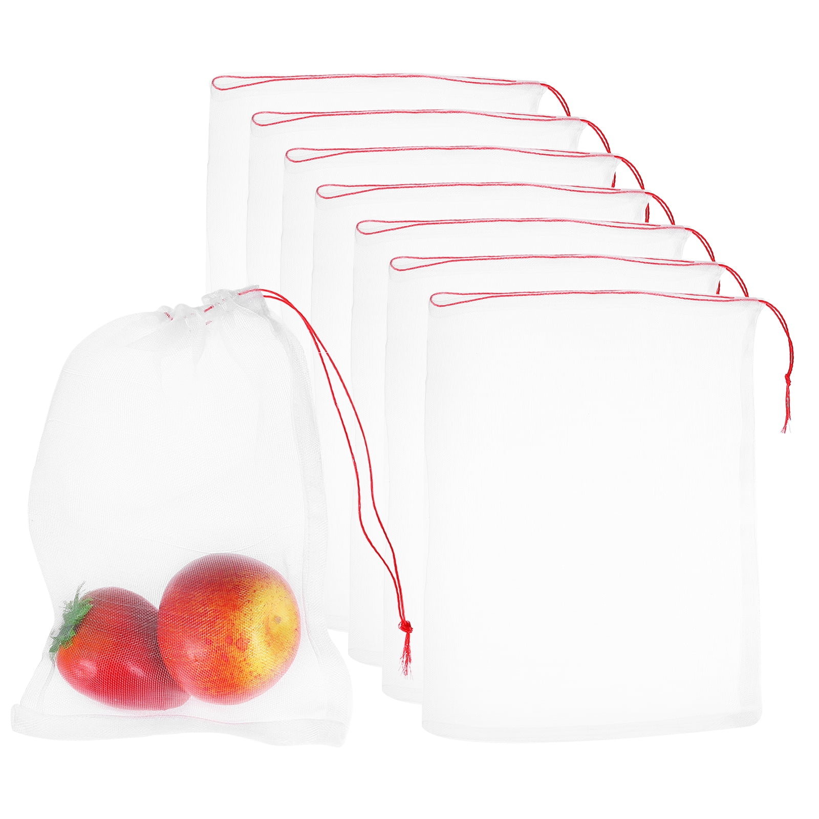 20Pcs Mesh Net, Netting Bags 13.8x9.8 inch 40D Garden Mesh Netting with Drawstring Bird Barrier Bags for Plant Fruit Flower Vegetable, White