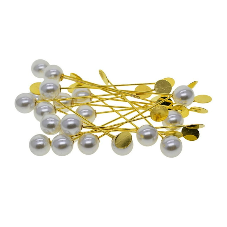 20Pcs Metal Stick Lapel Pin Blank Base Trays Brooch Pin Badge for Flower Boutonniere  Pins Making Clothing Ornament - Pearl 