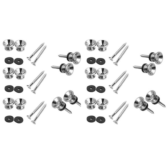 20Pcs Metal Strap Buttons End Pins with Mounting Screws for Electric Acoustic Guitar, Bass,Ukulele,20 x Guitar strap buttons,silver