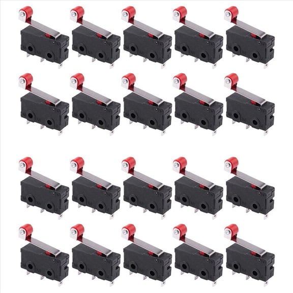 20Pcs Micro-Roller Lever Open Close Limit Switch Kw12-3 Pcb Microswitch