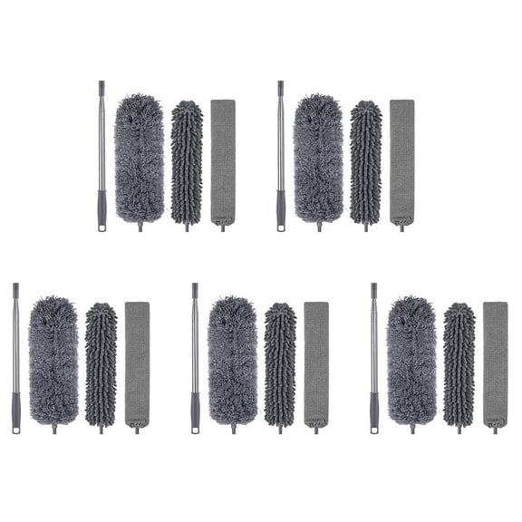 20Pcs Microfiber Duster Kit with Extension Pole 30-110 Inches for High Ceiling for Cleaning Cobweb, Blinds