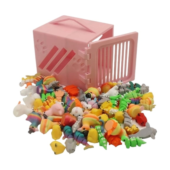 20Pcs Mystery Mini Animals Figures Set, 3D Printed Small Animal Flexible Fidget, 3D Printed Cute Animal Home, Tiny Exquisite Cute Animals Figurines