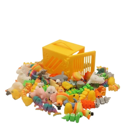 20Pcs Mini Animals Figurines Set, 3D Printed Mini Animal Tiny Things Flexible Fidget Toy, 3D Printed Cute Animal Home, Office, Executive DeskTiny Animals Figurines
