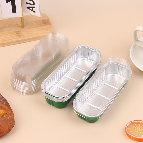 20Pcs Mini Baking Mold Rectangle Shape with Lid Aluminum Foil Cake Pan with Muffin Cup Pads